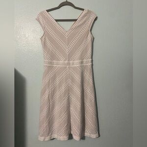 Dress Barn Cream Patterned Midi Dress